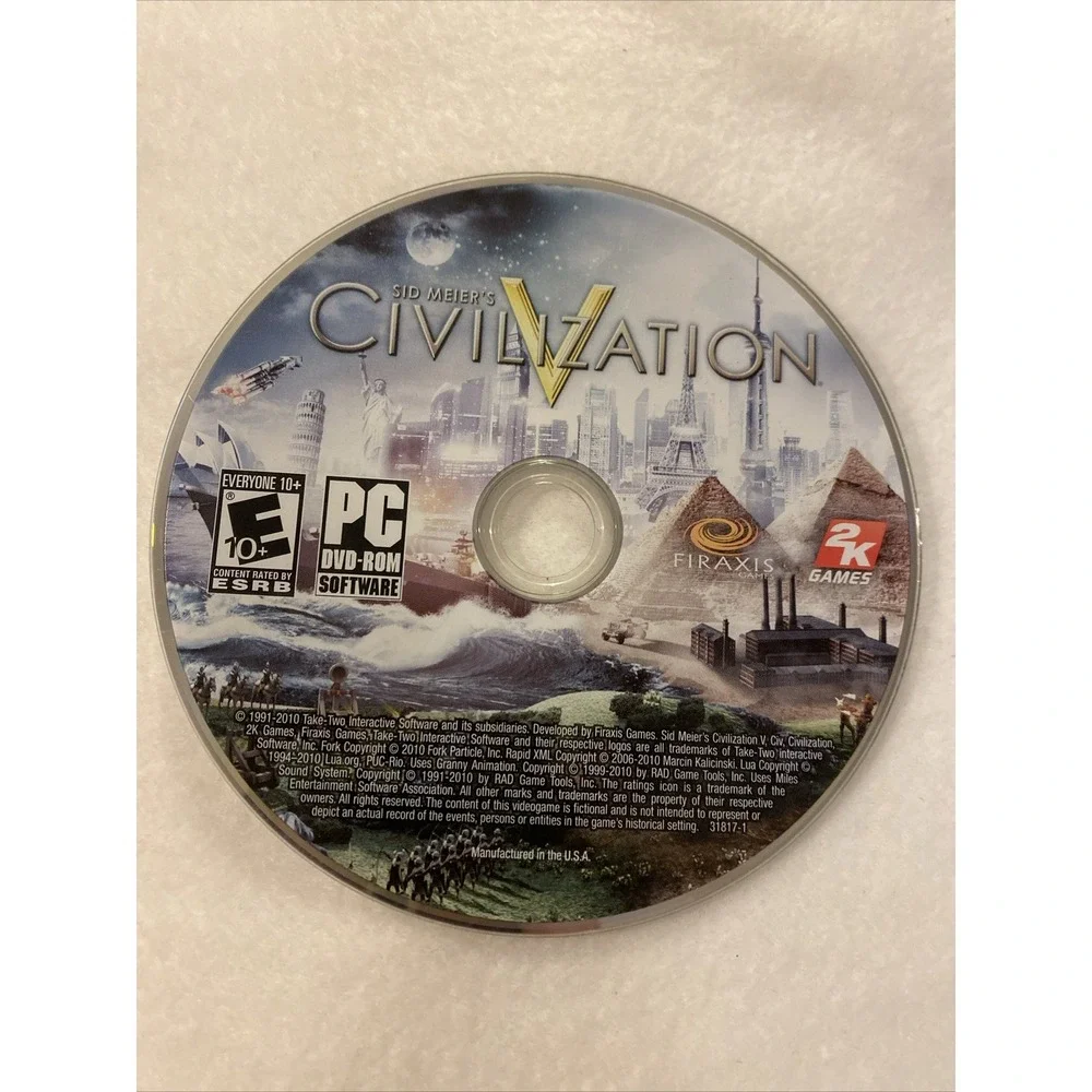 2K Games Civilization V PC Game Strategy DVD ROM Sid Meier Vintage Y2K